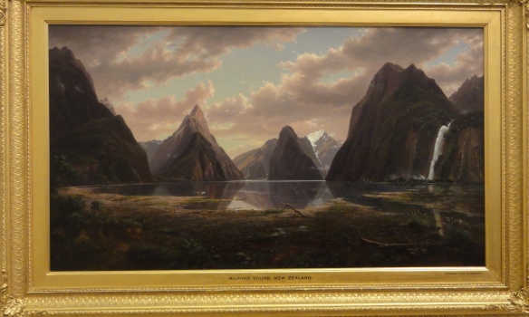 Eugene von Guerard "Milford Sound, New Zealand" 1877-79 r. Art Gallery od New South Wales Sydney.