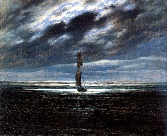 Caspar David Friedrich "Morze w świetle księżyca" 1830 r.  Museum der Bildenden Kunste Lipsk. 